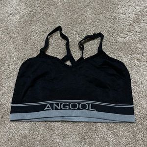 Angool Black L Sports Bra